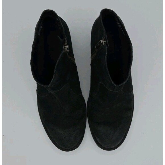 Born Womens Michel Boot Sz 8.5 Black Suede Distressed Western Bootie Block Heel - Picture 5 of 9